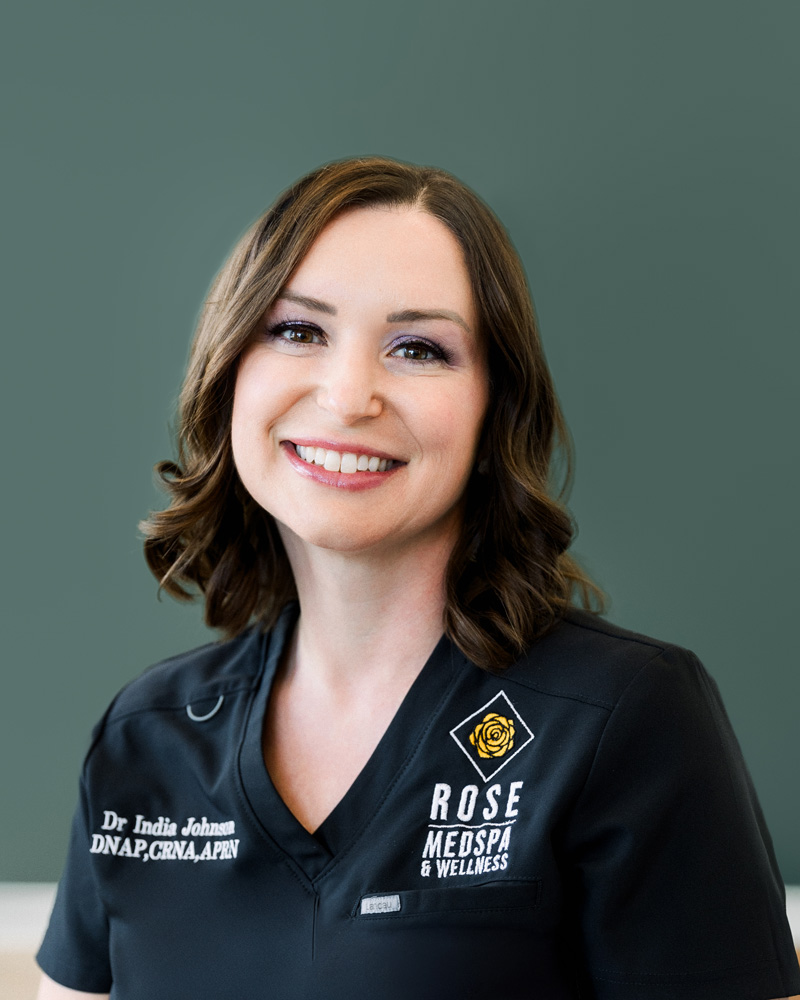 Dr. India Johnson,  DNAP, CRNA, APRN, President of Rose MedSpa and Aesthetic Nurse Injector